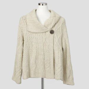Carraig Donn Irish Chunky Collared Aran Cable Knit Sweater